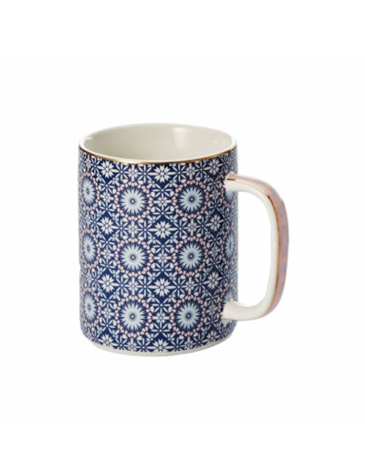 Mug bleu, rose et blanc