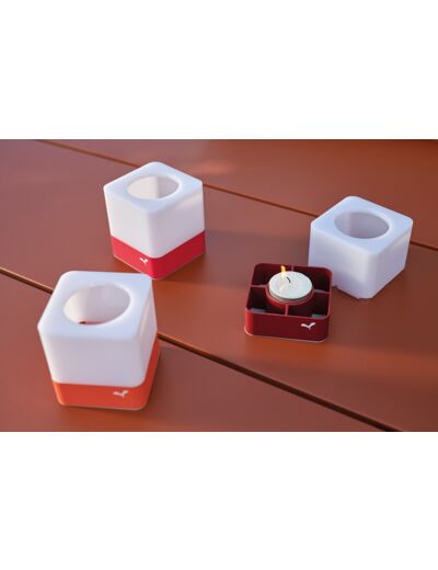 Lot de 3 photophores CUUB H8 - Piment/Capucine/Rose praline