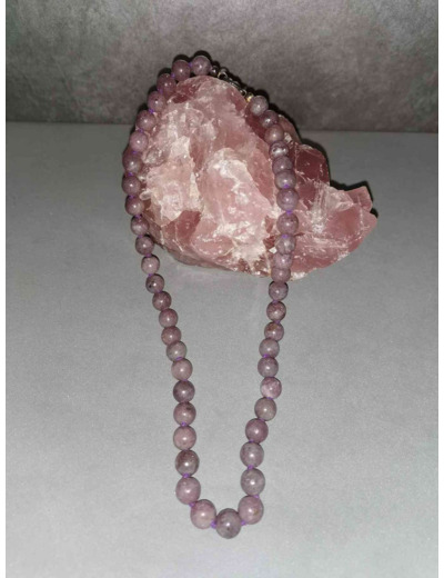 Collier Lepidolite perles 8mm 45cm