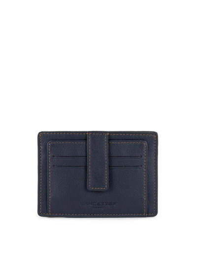 Lancaster Soft Vintage Homme Porte-cartes 120-41 Bleu Fonce Camel