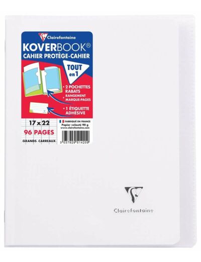 Cahier "Koverbook" - Polypro - 17x22 - 96 pages - Séyès - Incolore