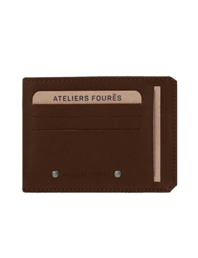 Ateliers Fourès Baroudeur Portefeuille avec poche monnaie au dos F944 Cognac