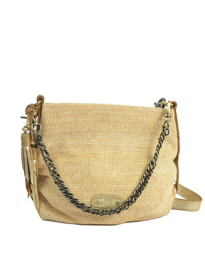 Mila Louise Roxy XS CM Petite Besace Toile Jute Ambre