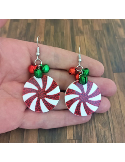 Boucles d'oreilles clochettes et roue rouge/blanc