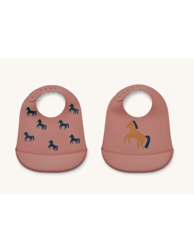 Lot de 2 bavoirs silicone cheval