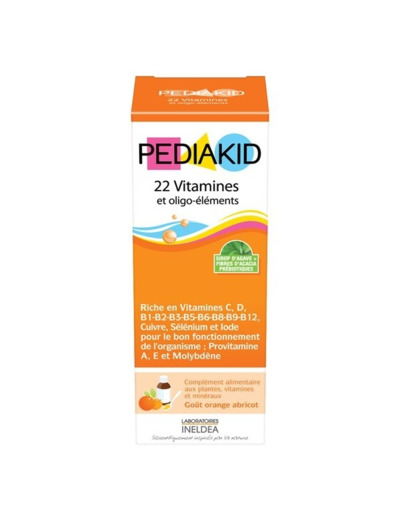 22 Vitamines & Oligo-elements Sirop Orange Abricot 250ml Pediakid