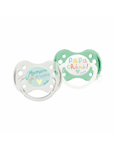 Sucettes Symetriques En Silicone Avec Anneau Collection Papa Maman 0 à 6 Mois Dodie