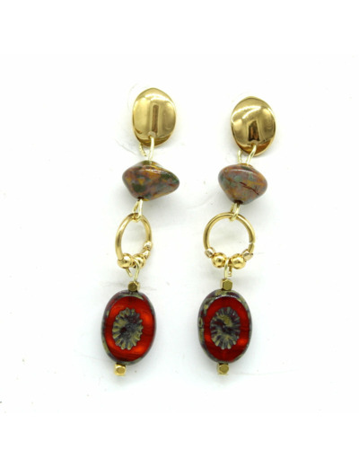 Boucles d'oreilles fleurs terracota Soryne