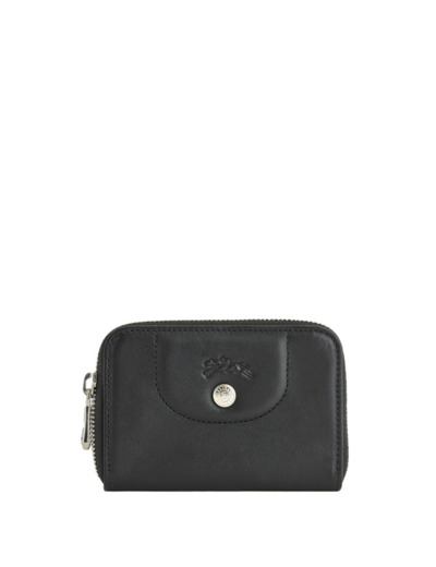 Longchamp Le Pliage Cuir Porte-Monnaie En Cuir Noir