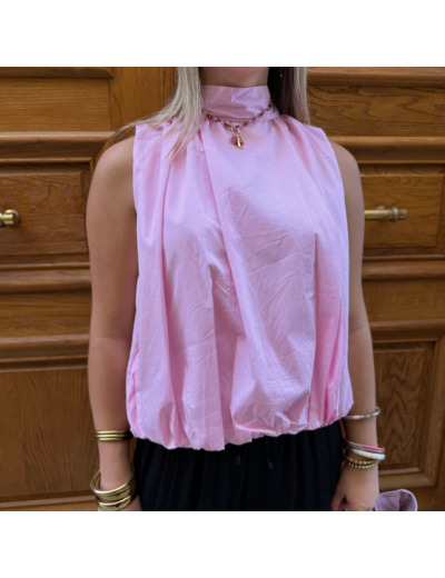 blouse nœud dans le dos rose