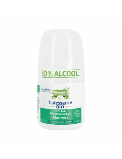 Déodorant rechargeable 24h Aloe Vera Bio 50ml Peaux normales à sensibles Natessance