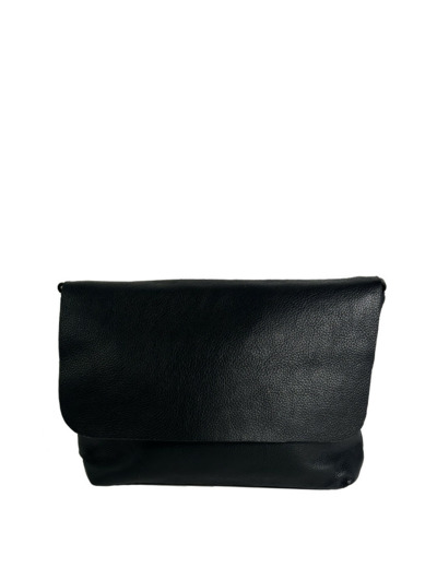 Farfouillette Grand Sac Porté Travers A Rabat Et Similicuir Effet Grainé Noir