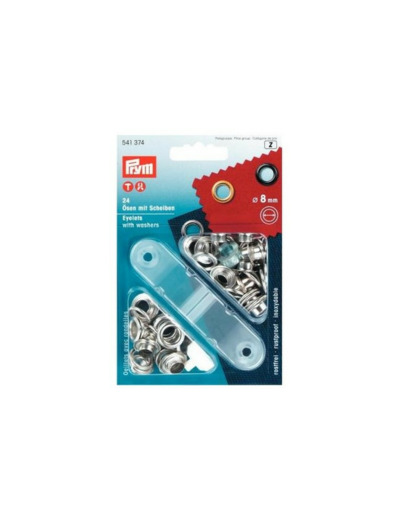Oeillets avec rondelles 8 mm - Argent