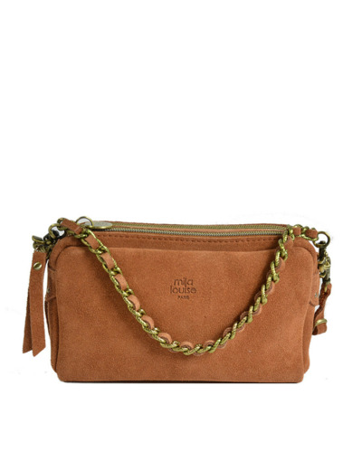 Mila Louise Mama XS V Petit Sac Trotteur Cuir Velours Tan