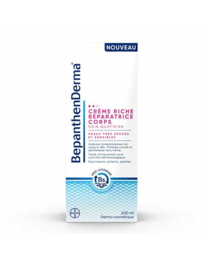 Derma Crème Riche Réparatrice Corps Tube 200ml Bepanthen