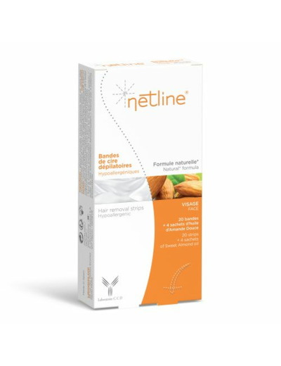 20 Bandes De Cire Depilatoire Visage + 4 Sachets D'huile D'amande Douce Netline