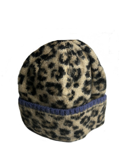 Fonem Rêve Sauvage Bonnet A Revers Aux Motifs Léopard Beige