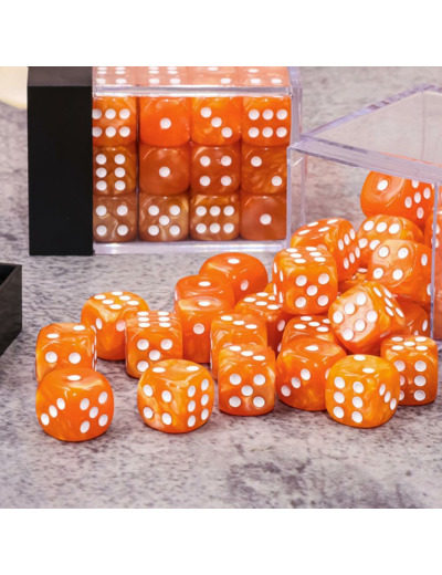 Lot de 36 dés 6 faces - Orange Nacré