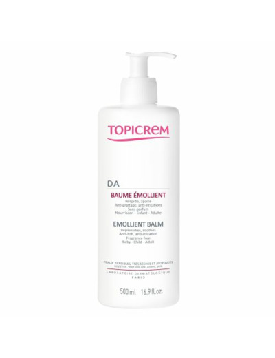 Baume Emollient 500ml DA Peaux Sensibles Tres Seches et atopiques Topicrem