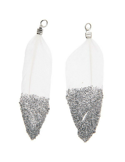 2 Plumes blanches argent