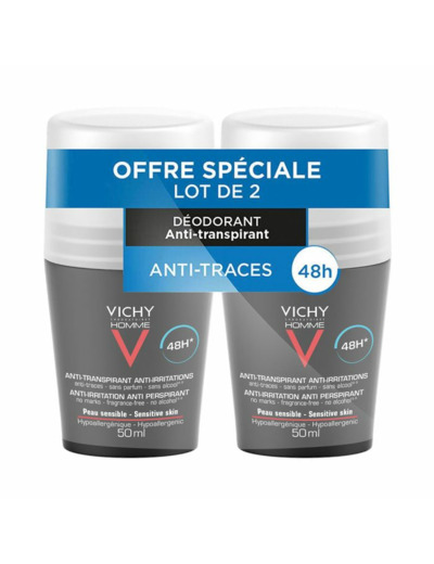 Deodorant Bille Anti-transpirant 48h Peaux Sensibles 2x50 ml Homme Vichy