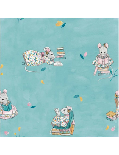 Tissu popeline de coton Little Rat reading - Katia Fabrics