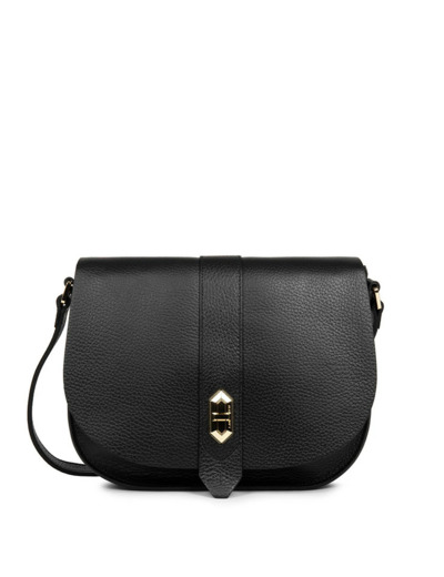 Lancaster Top Double Sac Besace A Rabat 470-61 Noir In Nude