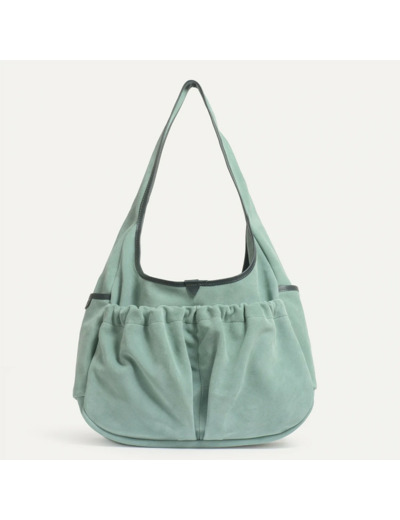 Bleu de Chauffe Sac Besace Paula Cuir Daim Vert Jade