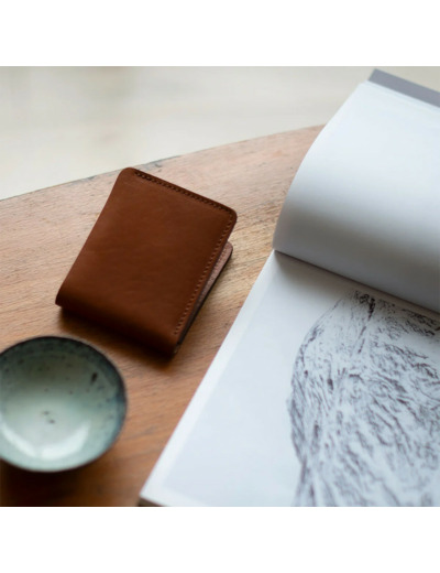 Bleu De Chauffe Pèze Portefeuille Italien Cuir Brun Ambré