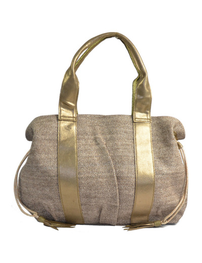 Mila Louise Prudy CM Cabas Toile De Jute et Cuir Bronze