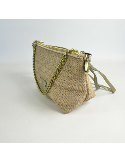 Mila Louise Zil CM Sac Trousse En Toile et Cuir Oyster