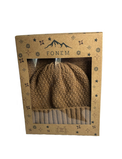 Fonem Lot Bonnet & Echarpe Camel