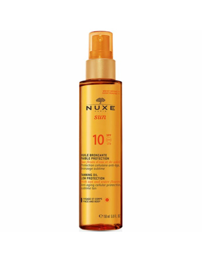 Huile Bronzante Anti-age Faible Protection Spf10 150ml Sun Visage Et Corps Nuxe