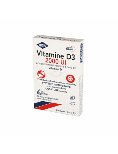 Vitamine D3 2000UI x30 Films Orodispersibles FilmTec Ibsa Pharma