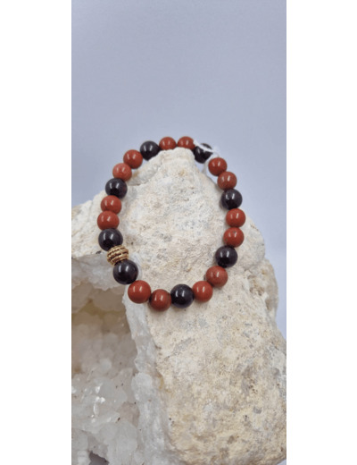 Bracelet jaspe rouge grenat OLPA920