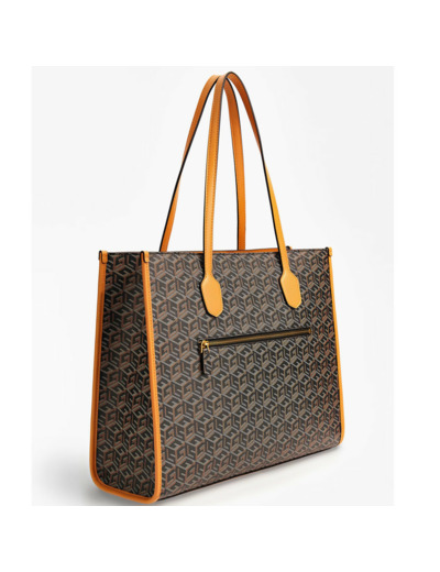 Guess Silvana Sac Cabas Logo G cube Black Cognac