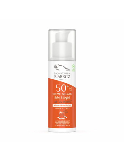 Crème Solaire Bébé et Enfant SPF50+ Bio 100ml Alga Maris Haute protection Laboratoires De Biarritz