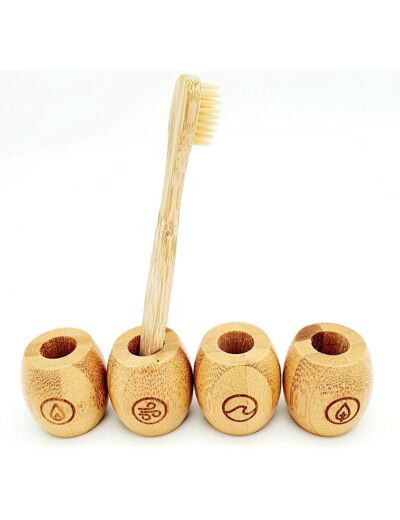 Lot de 4 Porte-brosses à Dents en Bambou