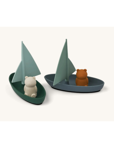 Ensemble bateaux chats lot de 2 mix bleu