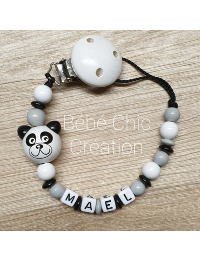 Attache sucette prénom personnalise Panda