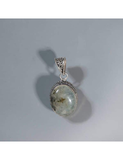 Pendentif prehnite monture argent 925/000 (vendu sans chaine) BG22