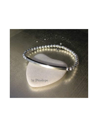 Bracelet tube carré et perles en argent 925