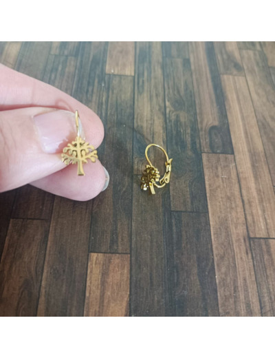 Boucles d'oreilles arbre de vie en acier inoxydable doré ou argenté