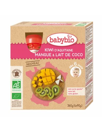 Compote Kiwi Mangue Lait De Coco Bio Des 6 Mois 4x90g Babybio