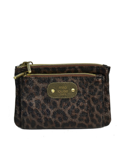 Mila Louise Paloma LP2 Porte-Monnaie léopard Fumé Kaki