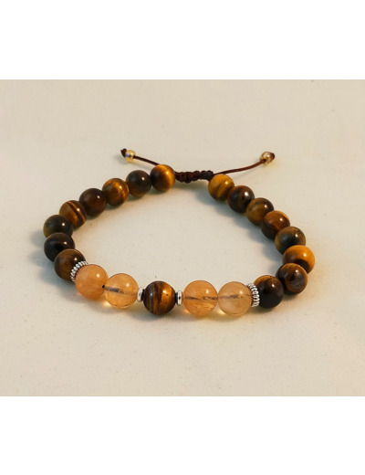 Bracelet ajustable œil de tigre / citrine