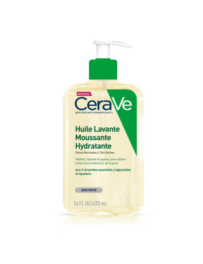 Huile Lavante Moussante Hydratante 473ml Cleanse Corps peaux normales à très sèches Cerave