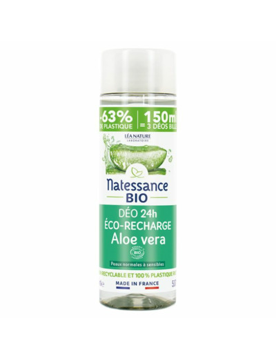 Eco recharge Déodorant 24h Aloe Vera Bio 150ml Peaux sensibles Natessance