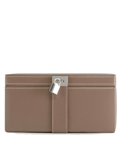 Le Tanneur Grande Boite A Bijoux Cuir Taupe