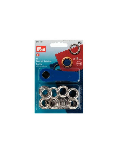 Œillets avec rondelles 14 mm - Argent - Prym